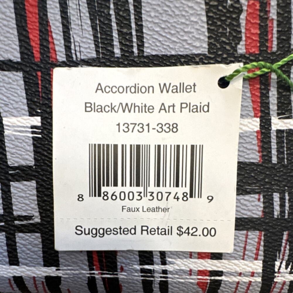 Vera Bradley‎ Accordion Wallet Black/White/Red Plaid Zip Around - Picture 4 of 4